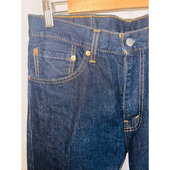 Levis 505 Mens Straight Leg Jeans W32 L32 Dark Indigo Denim Work Wear Utility - Picture 4 of 14